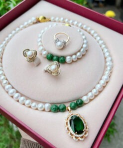 Bộ chuỗi cổ ngọc trai mix đá sơn thuỷ - Ngọc Trai Shine Pearl