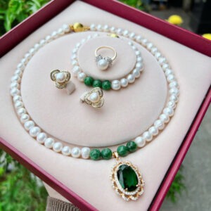 Bộ chuỗi cổ ngọc trai mix đá sơn thuỷ - Ngọc Trai Shine Pearl