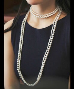 Bộ chuỗi cổ đôi Akoya Trắng Ngà 4mm - 8mm - Ngọc trai Shine Pearl
