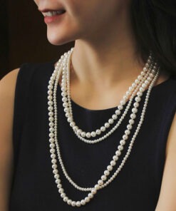 Bộ chuỗi cổ đôi Akoya Trắng Ngà 4mm - 8mm - Ngọc trai Shine Pearl