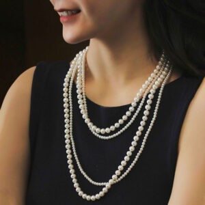 Bộ chuỗi cổ đôi Akoya Trắng Ngà 4mm - 8mm - Ngọc trai Shine Pearl