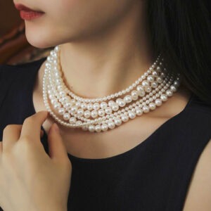 Bộ chuỗi cổ đôi Akoya Trắng Ngà 4mm - 8mm - Ngọc trai Shine Pearl