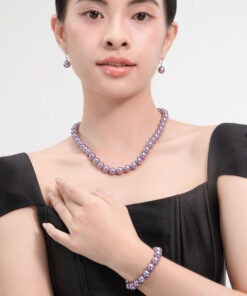 Bộ chuỗi cổ ngọc trai Akoya Tím Hồng