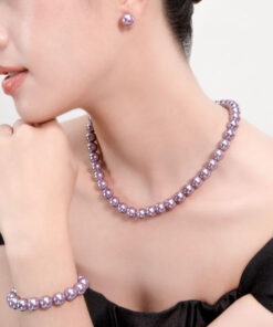 Bộ chuỗi cổ ngọc trai Akoya Tím Hồng