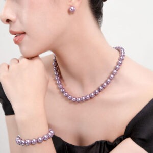 Bộ chuỗi cổ ngọc trai Akoya Tím Hồng