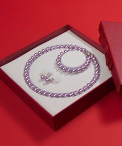 Bộ chuỗi cổ ngọc trai Akoya Tím Hồng