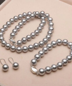 Bộ chuỗi cổ ngọc trai Tahiti Xám Bạc