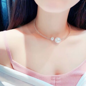 Bộ kiềng cổ, lắc tay ngọc trai Akoya Trắng Ngà – Shine Pearl