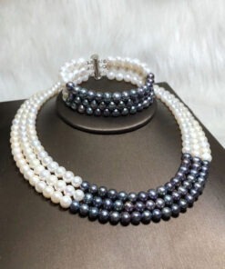 Bộ Sản Phẩm Chế Tác Ngọc Trai South Sea Vàng Kim & Tahiti Đen Xanh SSTA6809