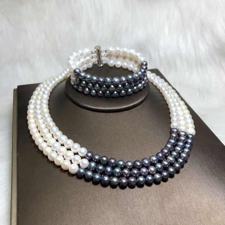 Bộ Sản Phẩm Chế Tác Ngọc Trai South Sea Vàng Kim & Tahiti Đen Xanh SSTA6809