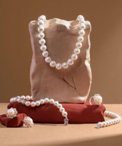 Bộ trang sức Ngọc trai Akoya Trắng ngà đính đá CZ