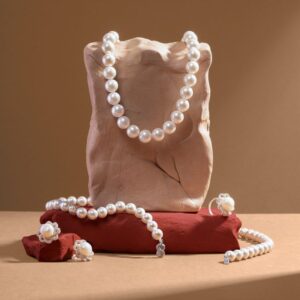 Bộ trang sức Ngọc trai Akoya Trắng ngà đính đá CZ