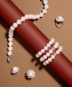 Bộ trang sức Ngọc trai Akoya Trắng ngà đính đá CZ
