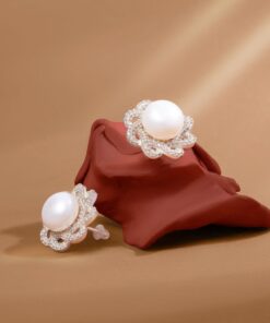 Bộ trang sức Ngọc trai Akoya Trắng ngà đính đá CZ