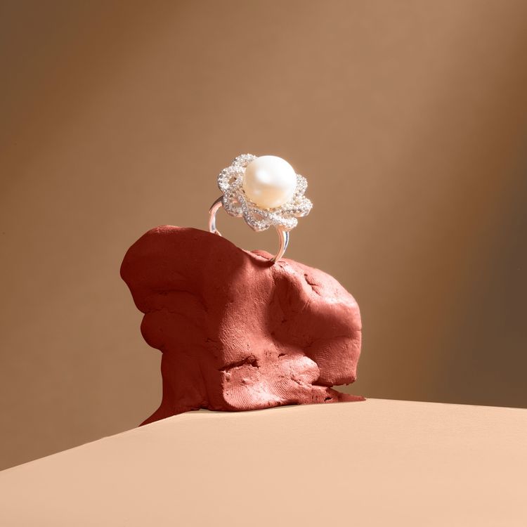 Bộ trang sức Ngọc trai Akoya Trắng ngà đính đá CZ