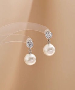 Bông tai ngọc trai Akoya đính đá CZ – Shine Pearl