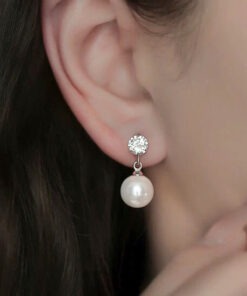 Bông tai ngọc trai Akoya đính đá CZ – Shine Pearl