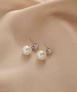 Bông tai ngọc trai Akoya đính đá CZ – Shine Pearl