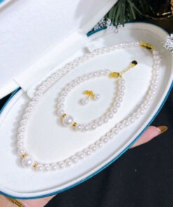 Bộ chuỗi trai nhí Akoya Trắng Ngà 6mm - 10mm - Ngọc trai Shine Pearl